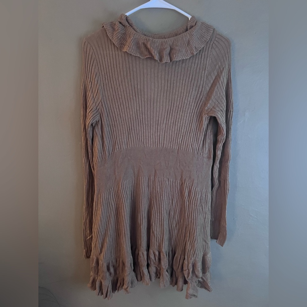 Cache Ruffled Brown Cardigan - Picture 3 of 3
